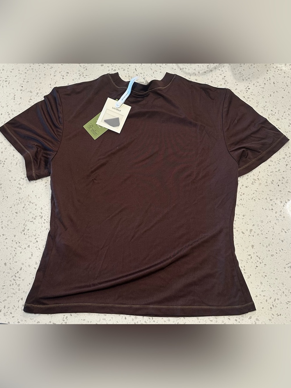 LilySilk 100% Silk Jersey Tee Slim Fit Crew Neck Short Sleeves Cropped - Picture 3 of 9